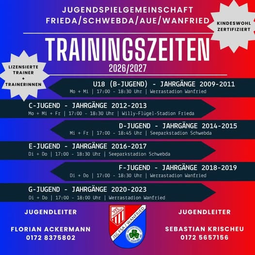Jugendzeiten Hinrunde 2026 2027